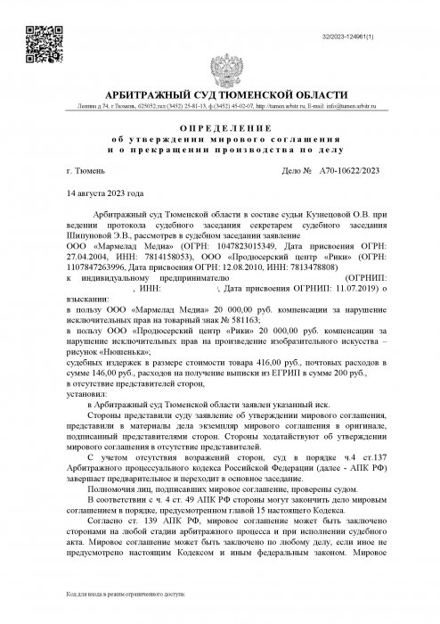 Картинка Нарушение исключительных прав на изображения героев мультфильма «Нюшенька»